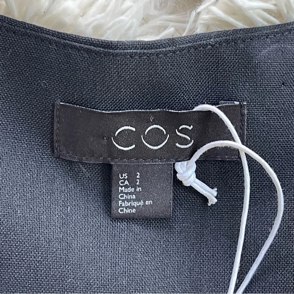 NWT COS Textured Applique Dress v neck wool blend sleeveless pocket black size 2 - Picture 6 of 15